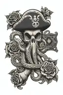 octopus, pirate flag, poker, billiards, roses tattoo design idea