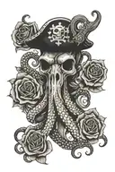 octopus, pirate flag, poker, billiards, roses tattoo design idea