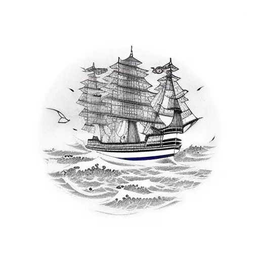 ship war tattoo design idea