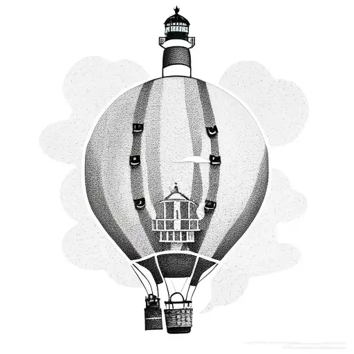 A tattoo of a hot air balloon and a lighthouse  tattoo design idea