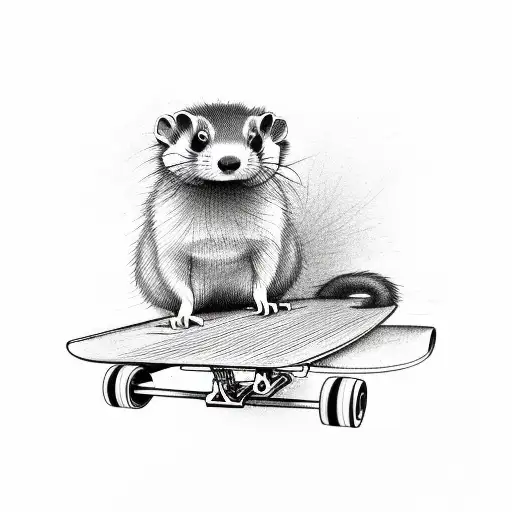 Ferret on a skateboard tattoo design idea
