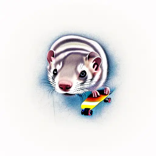 Ferret on a skateboard tattoo design idea