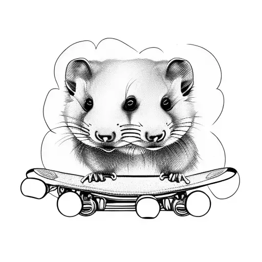 Ferret on a skateboard tattoo design idea
