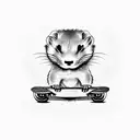 Ferret on a skateboard tattoo design idea