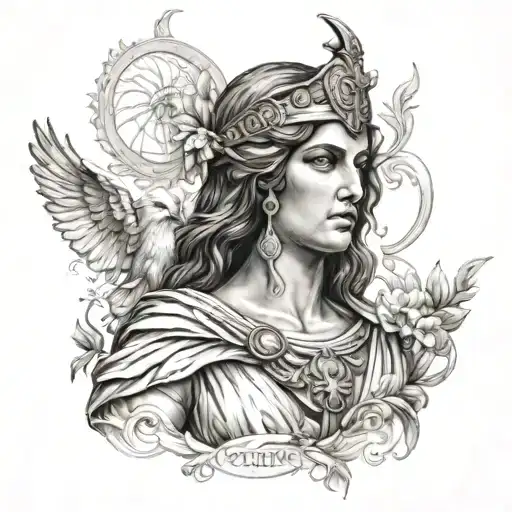 Greek goddess Athena tattoo design idea