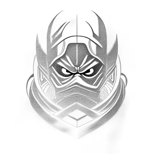 A black and grey tattoo of the Ninjago logo with intricate shading tattoo design idea