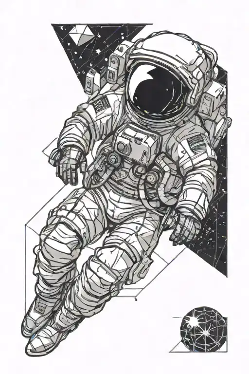 astronaut floating in space tattoo design idea