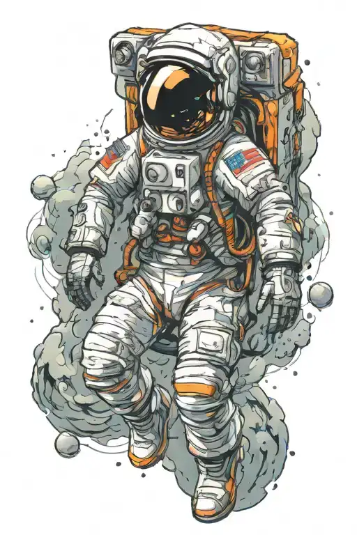 astronaut floating in space tattoo design idea