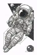 astronaut floating in space tattoo design idea