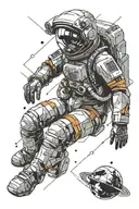astronaut floating in space tattoo design idea