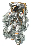 astronaut floating in space tattoo design idea