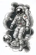 astronaut floating in space tattoo design idea
