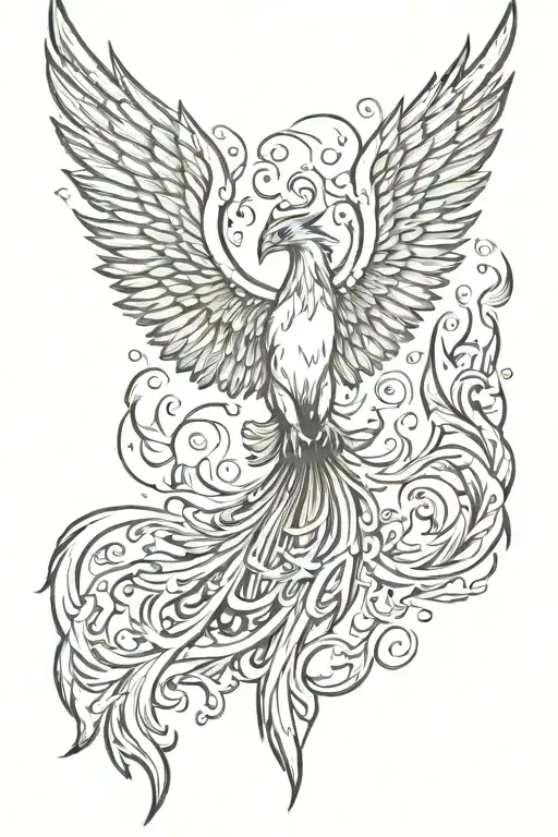 Phoenix rising from flames tattoo design idea