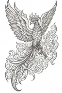 Phoenix rising from flames tattoo design idea