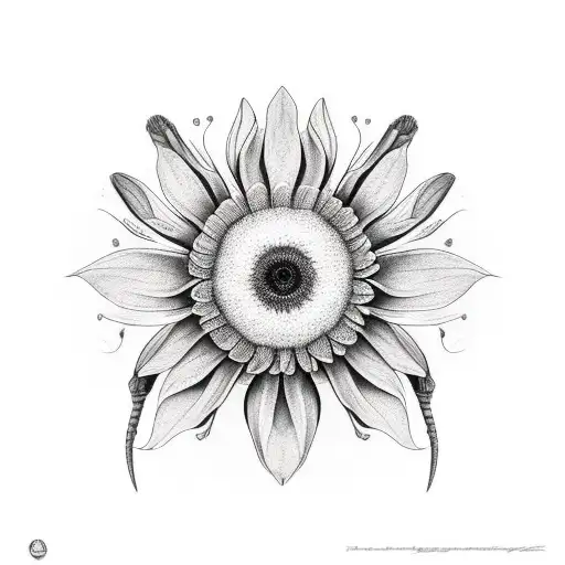 Dragonfly sunflowers  tattoo design idea