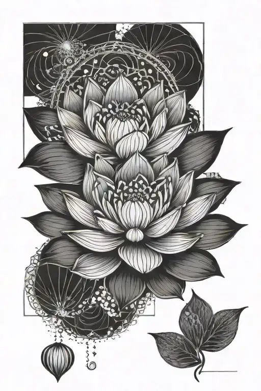 dawn lotus flower with flying tattoo design idea
