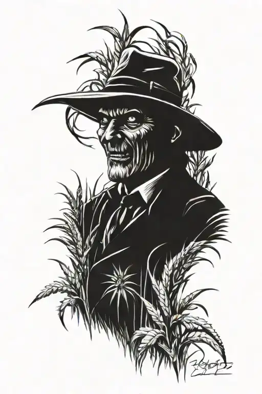 jeepers creepers in corn field tattoo design idea