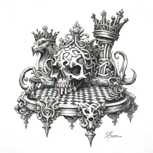 pawn piece becoming a king by escaping society's grasp of manipulation and conditioning tattoo design idea