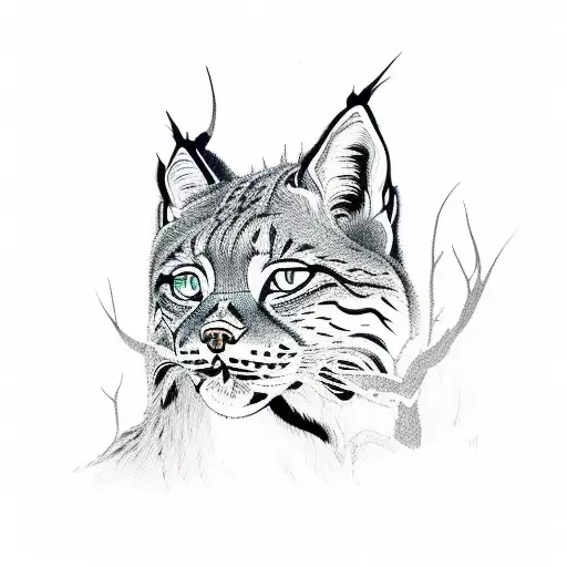 a lynx with roots tattoo design idea