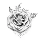 A rock n roll inspired tattoo featuring a guitar and roses tattoo design idea