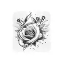 A rock n roll inspired tattoo featuring a guitar and roses tattoo design idea