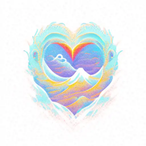dragon heart ocean wave sunset tattoo design idea