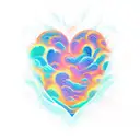 dragon heart ocean wave sunset tattoo design idea