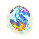 dragon heart ocean wave sunset tattoo design idea
