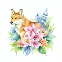 hyacinth and wolf  tattoo design idea