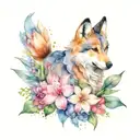 hyacinth and wolf  tattoo design idea