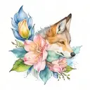 hyacinth and wolf  tattoo design idea