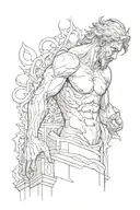 self made man statue tattoo design idea