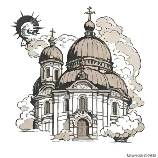 church domes tattoo design idea