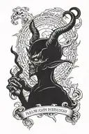 The devil inhales smoke with the inscription risk nothing gain nothing tattoo design idea