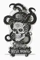 The devil inhales smoke with the inscription risk nothing gain nothing tattoo design idea