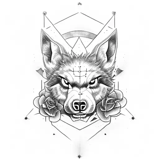 lobo y conejo tattoo design idea