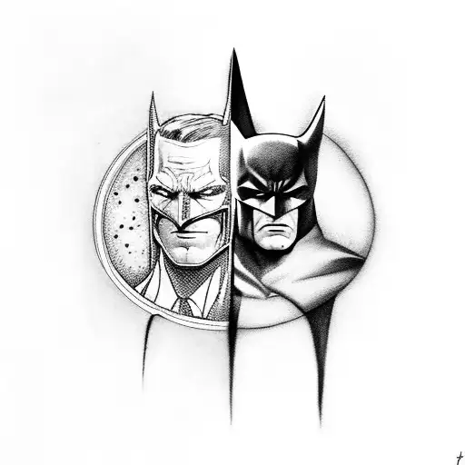 Batman and Harvey Two Face tattoo design idea