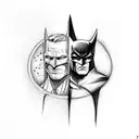 Batman and Harvey Two Face tattoo design idea