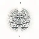 Aztec temple with solor eclipse  tattoo design idea