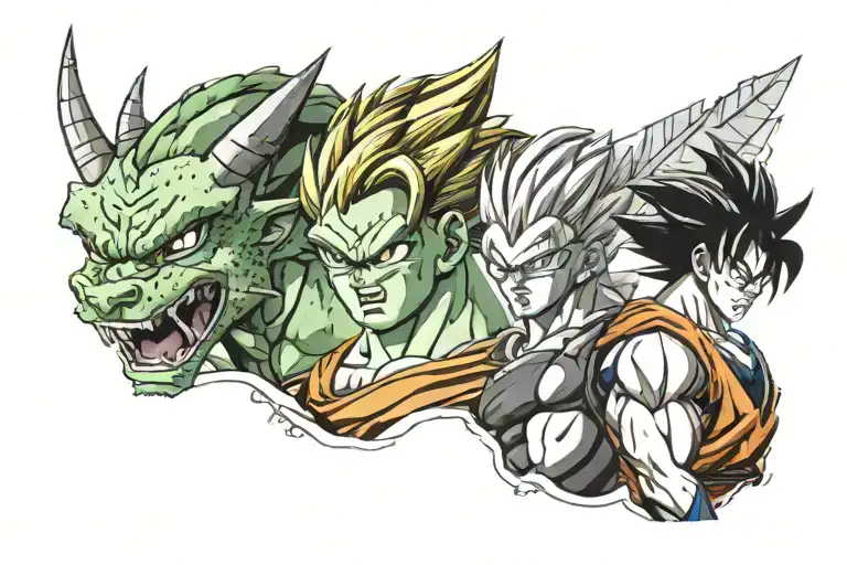 travel and dragon ball z tattoo design idea