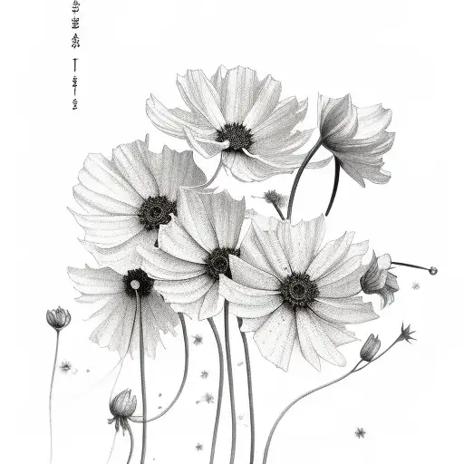 cosmos, waterlilys, and morning glory's  tattoo design idea