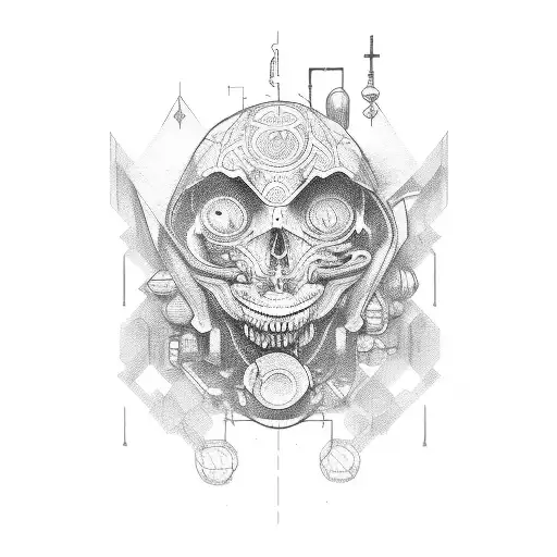 electronics and antique tattoo design idea