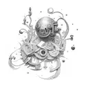 electronics and antique tattoo design idea