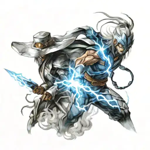 raiden and blue lightning  tattoo design idea