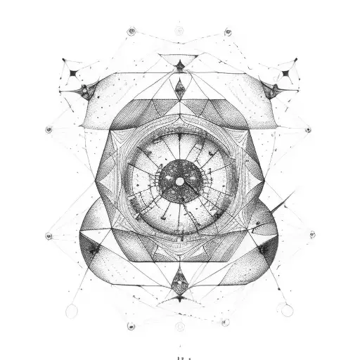 A cosmic sketch of a constellation with intricate blackwork details tattoo design idea