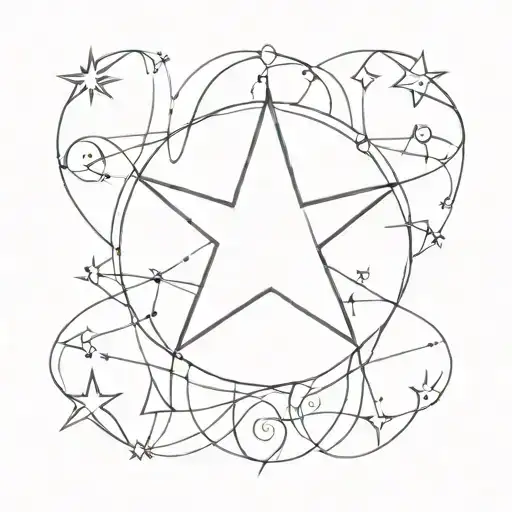 rule number 5 point star tattoo design idea
