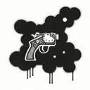 A hangouts-inspired tattoo featuring a gun and hello kitty tattoo design idea