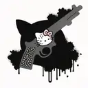 A hangouts-inspired tattoo featuring a gun and hello kitty tattoo design idea