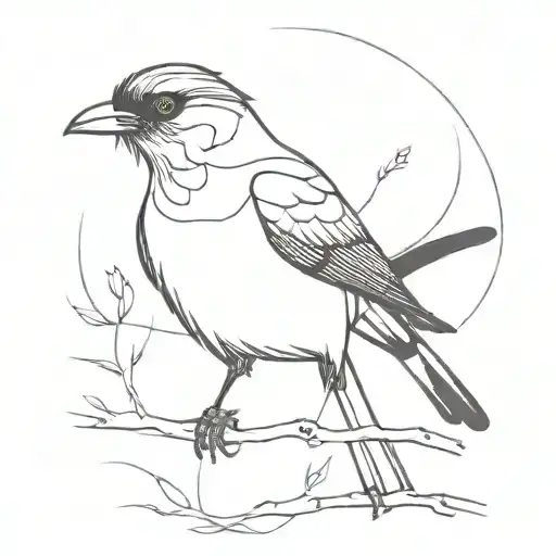 Big-tailed magpie tattoo design idea
