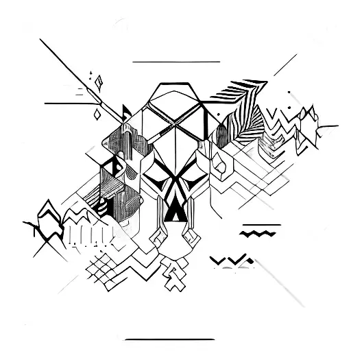 An abstract representation of "OTSS" using bold lines  tattoo design idea